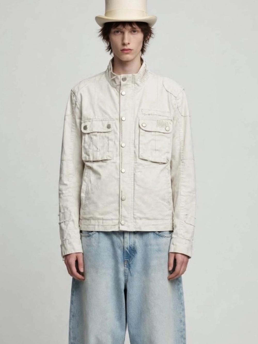Zara man slightly distressed military jacket